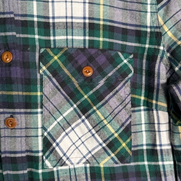 J Crew Boyfriend Plaid Flannel Shirt Blue Green - Picture 3 of 5